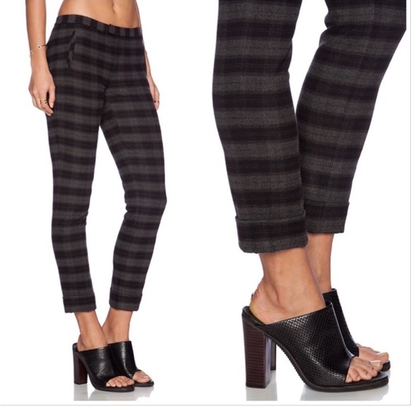 ATM Anthony Thomas Melillo Plaid Slim Pant in Grey Plaid - Picture 1 of 9